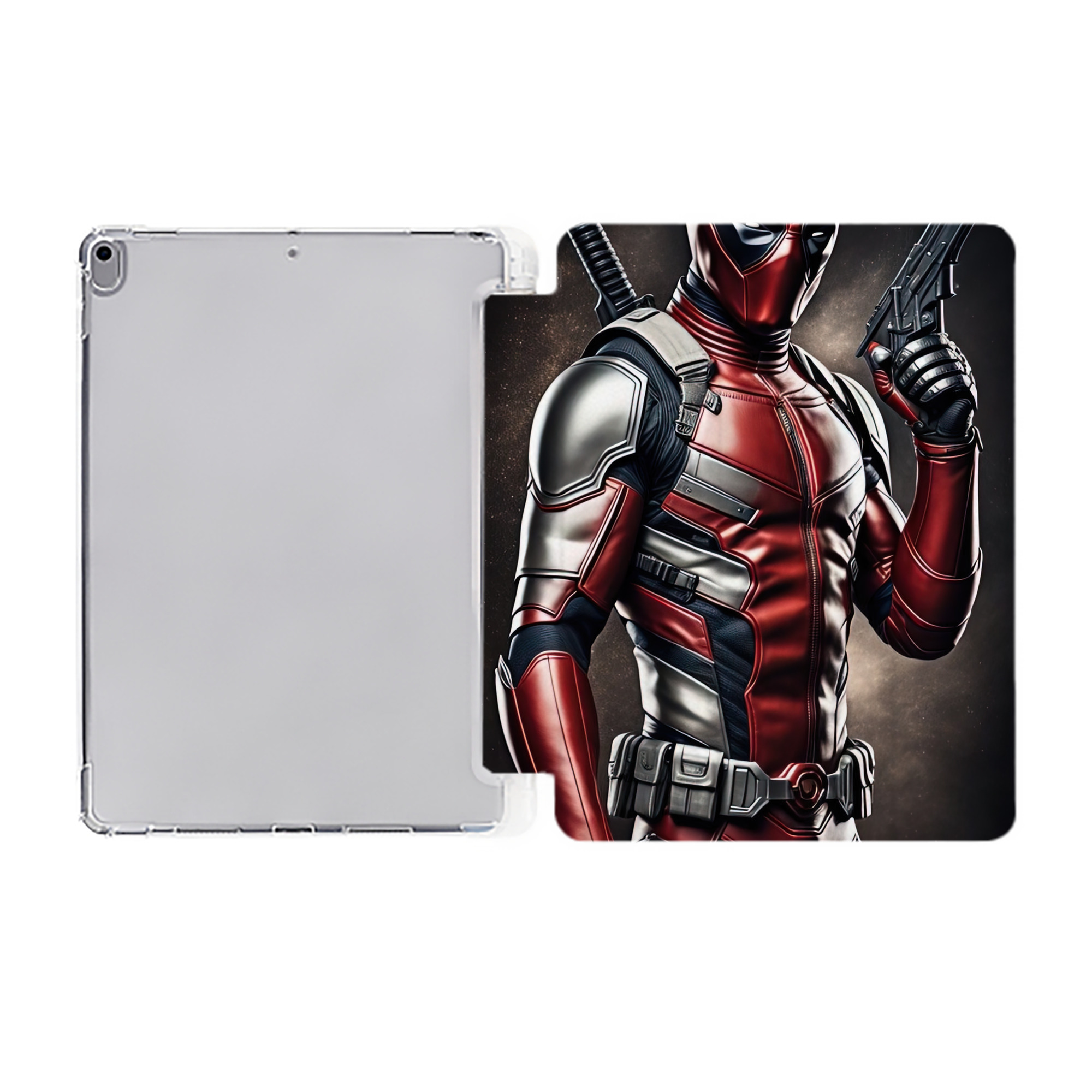 （画像用） Deadpool デッドプール IPad ケース ペン収納付き 三つ折りスタンド PUレザー×シリコン 対応機種9.5/10.5/10.9インチ